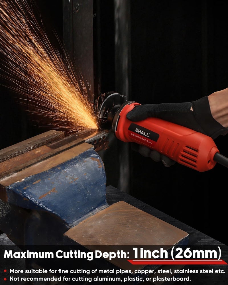 SHALL 3 Inch High-Speed Cut Off Tool, 3.5 Amp Metal Cutter Tool with 3Pcs Multifunctional Cut Off Wheels, 24000RPM Electricl Metal Cutting Tools for Steel, Inox - Image 3